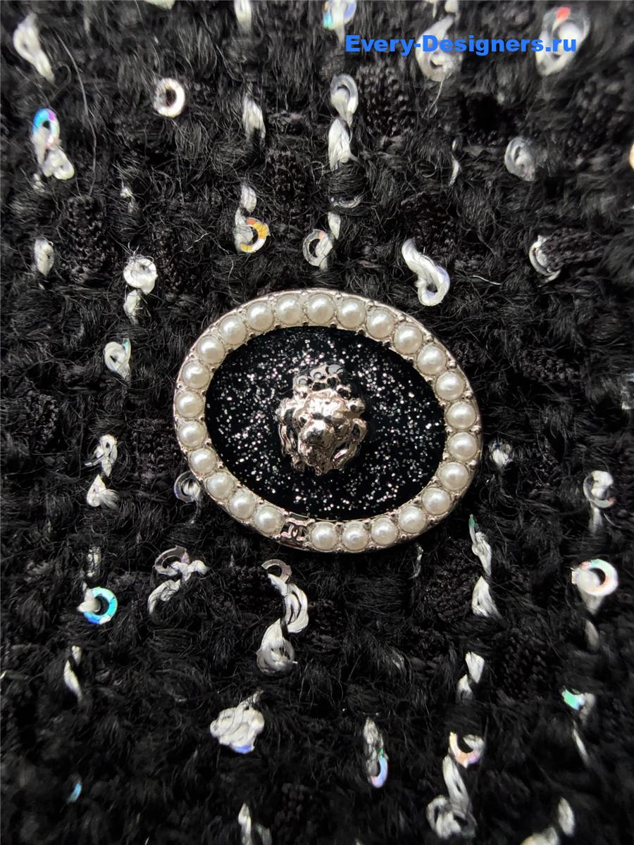 Ch**el tweed skirt with sequins & metal buckle