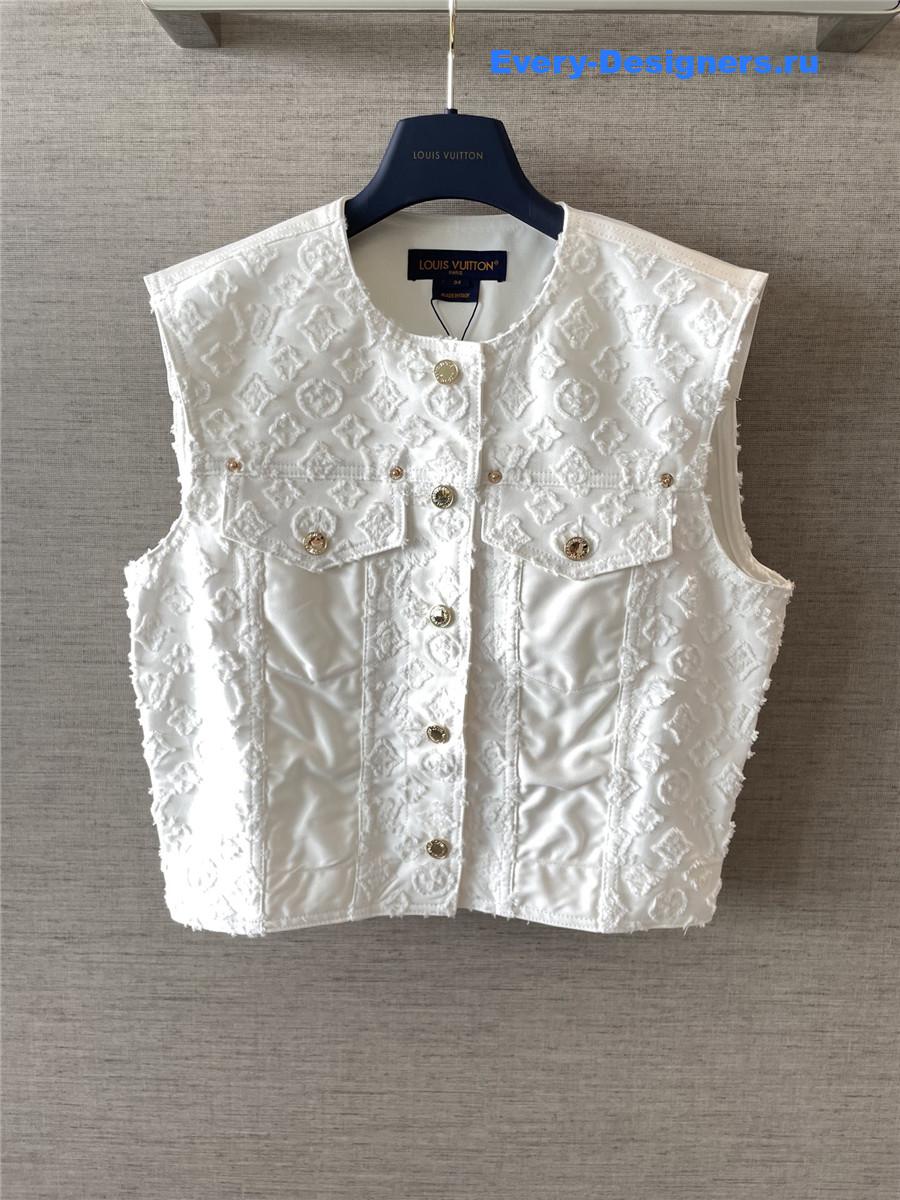 l0vis Vvtt0n sleeveless monogram white denim jacket