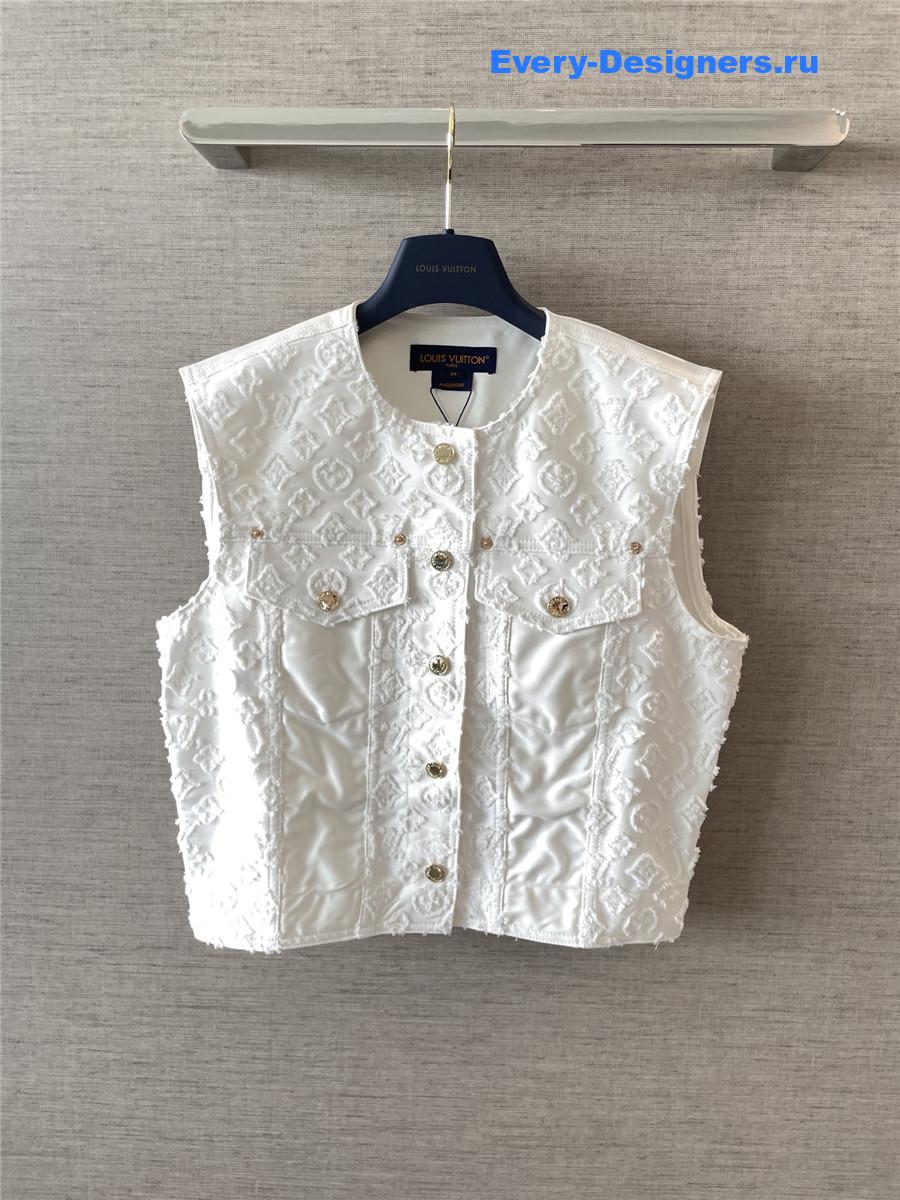 l0vis Vvtt0n sleeveless monogram white denim jacket
