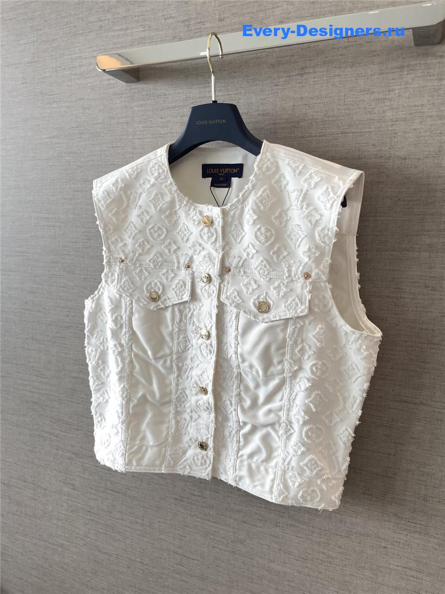 l0vis Vvtt0n sleeveless monogram white denim jacket