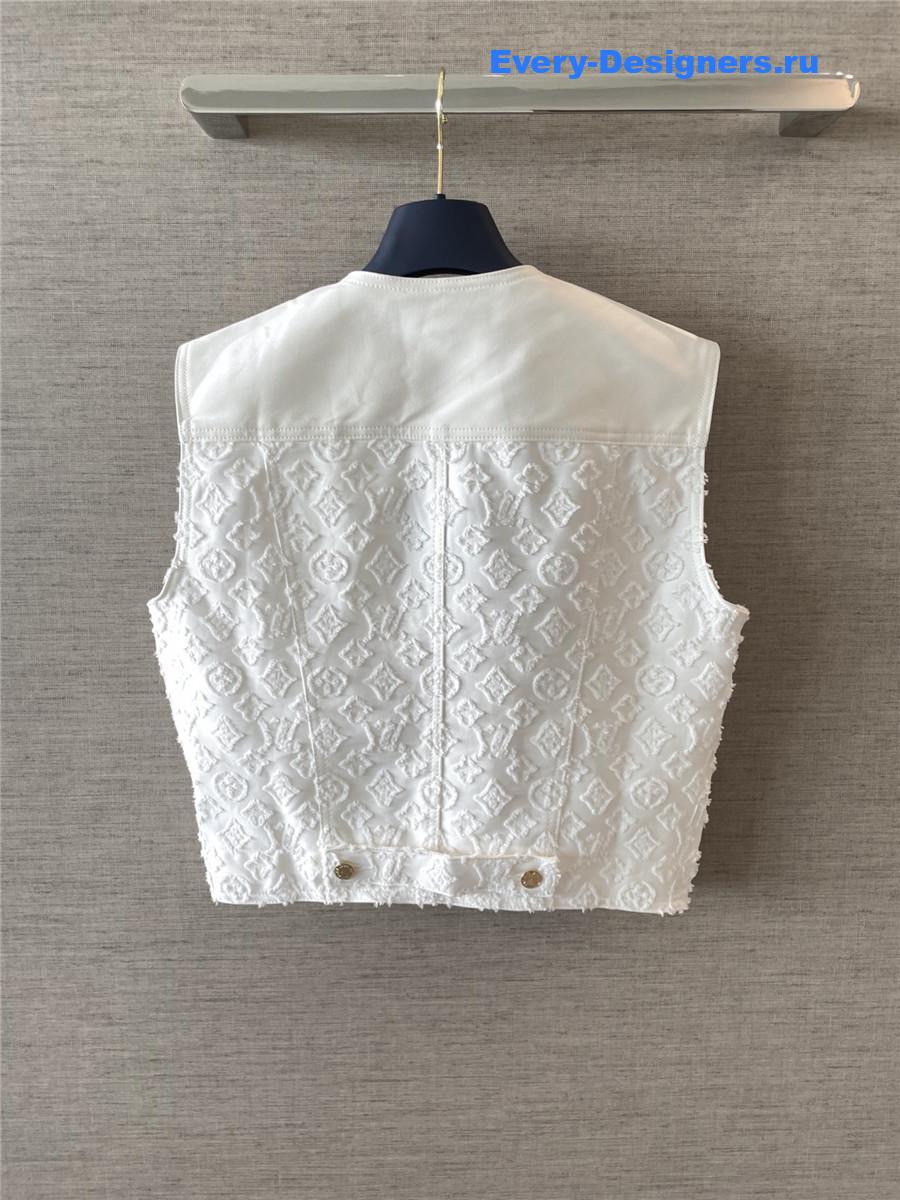 l0vis Vvtt0n sleeveless monogram white denim jacket