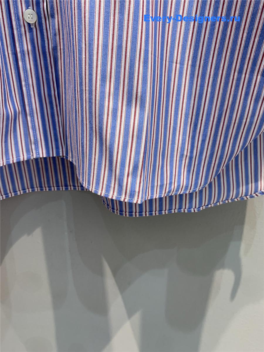 Pra*a logo-embroidered blue striped shirt