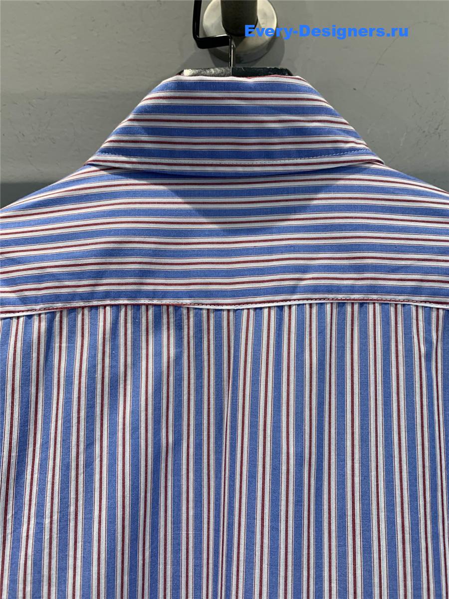 Pra*a logo-embroidered blue striped shirt