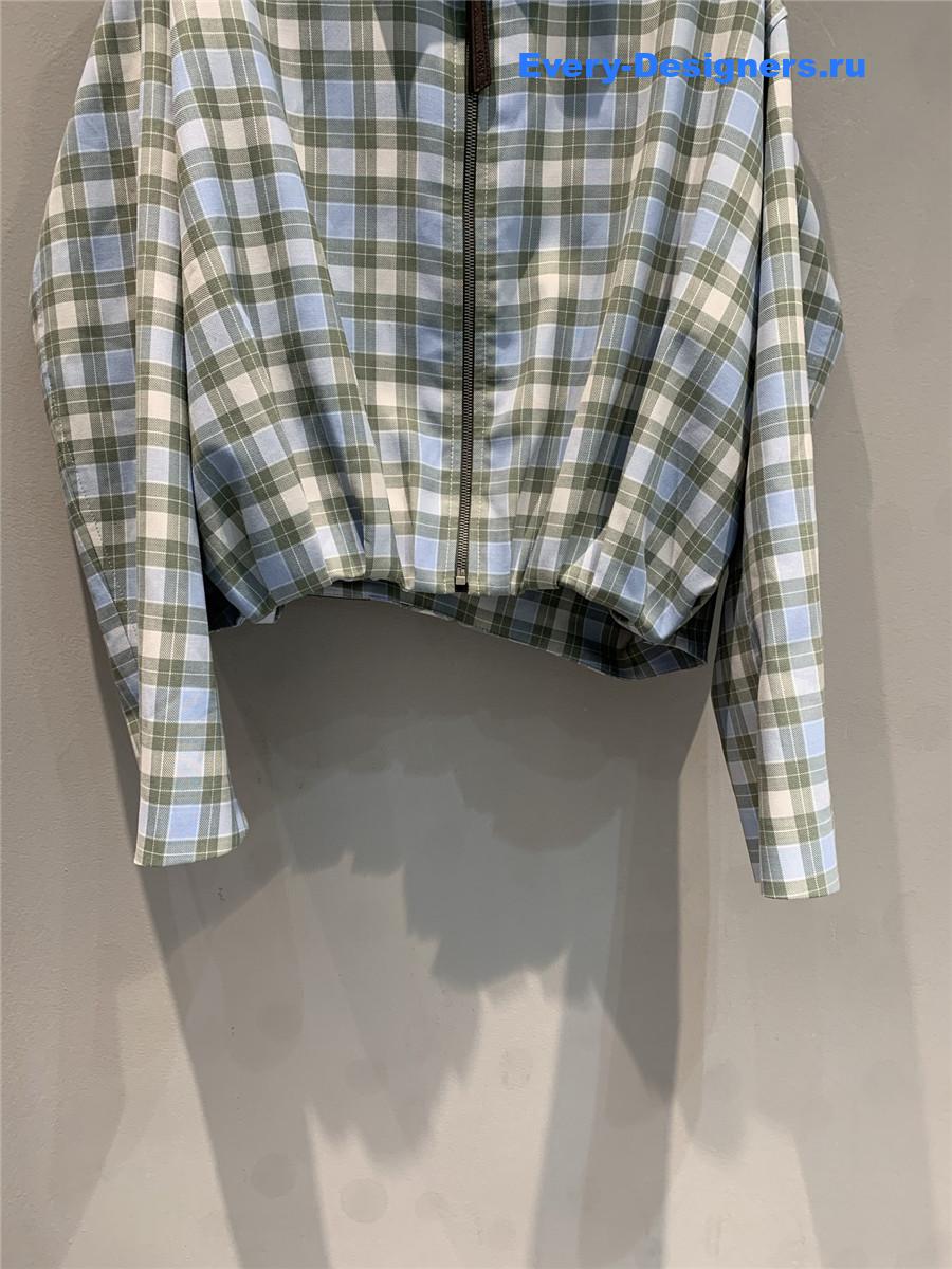 L0ew* blue checked draped jacket