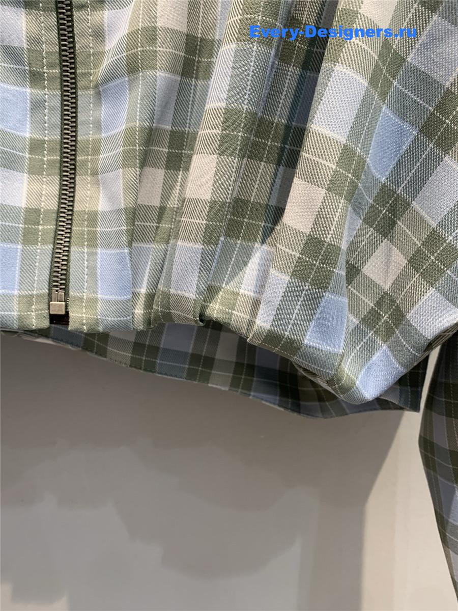 L0ew* blue checked draped jacket