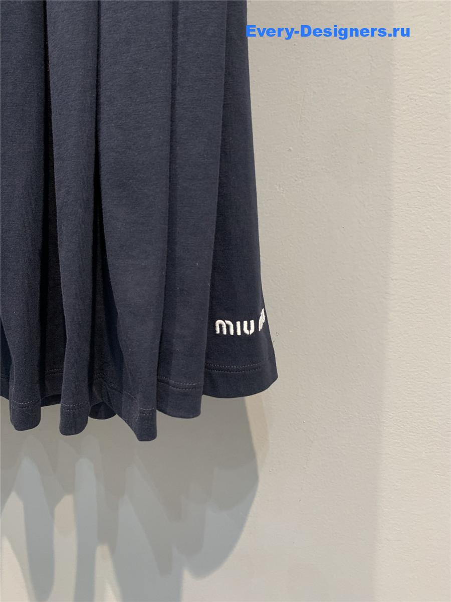 Miu Miu Blue Pleated Midi Skirt