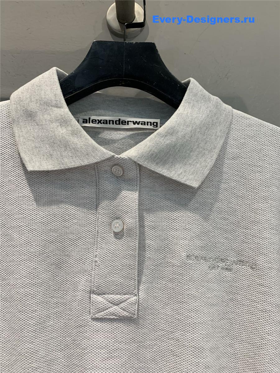 A1exa*der wang light grey striped polo