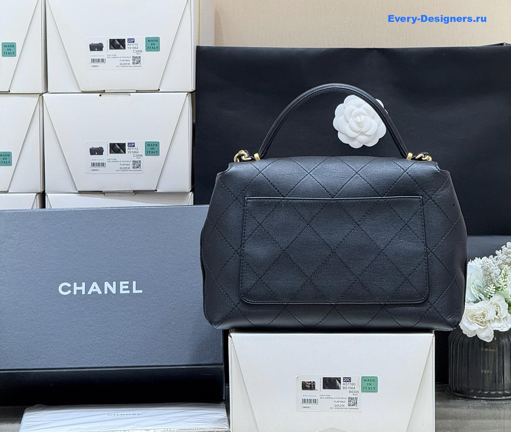 Ch**el calfskin top handle flap