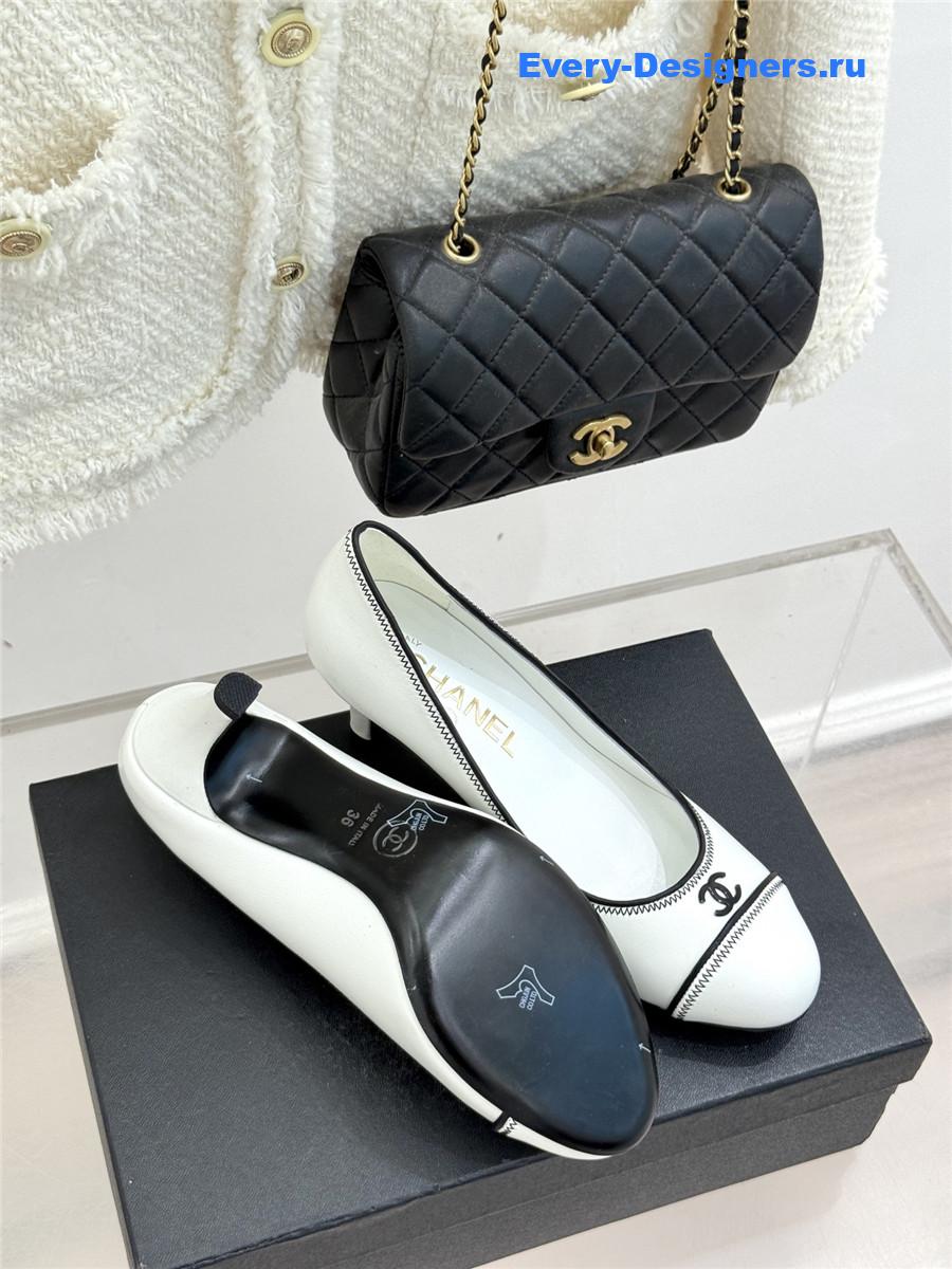 Ch**el white lambskin cc pumps