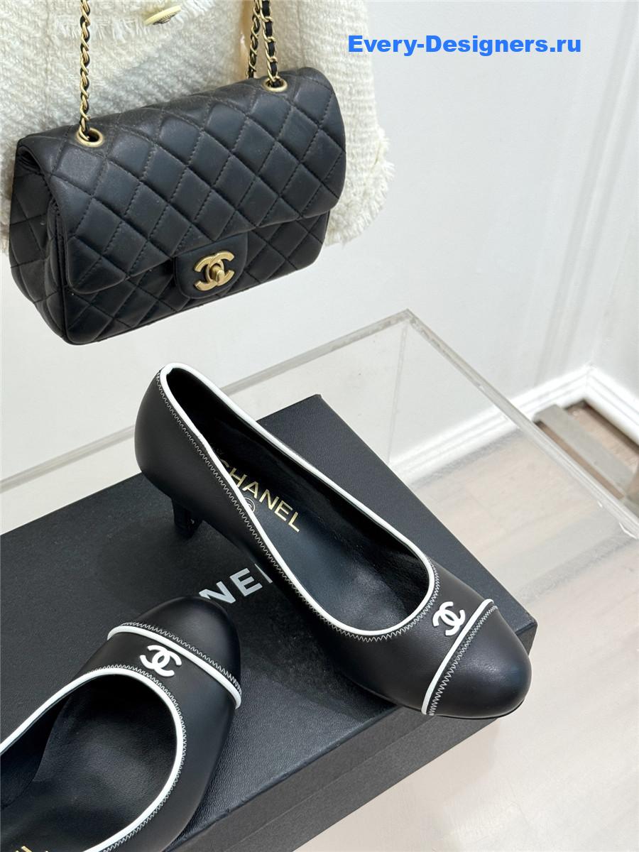 Ch**el black lambskin cc pumps