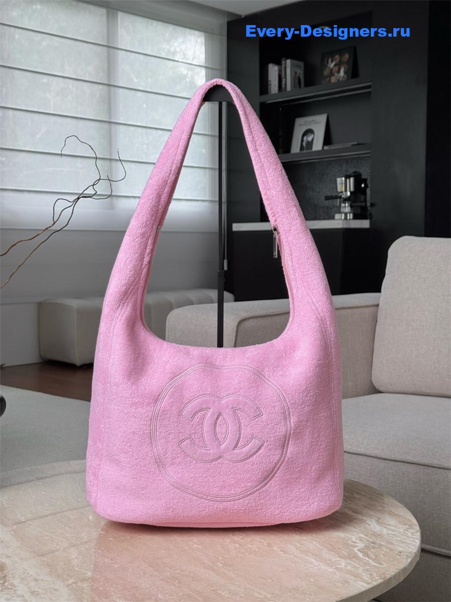 Ch**el light pink denim hobo bag