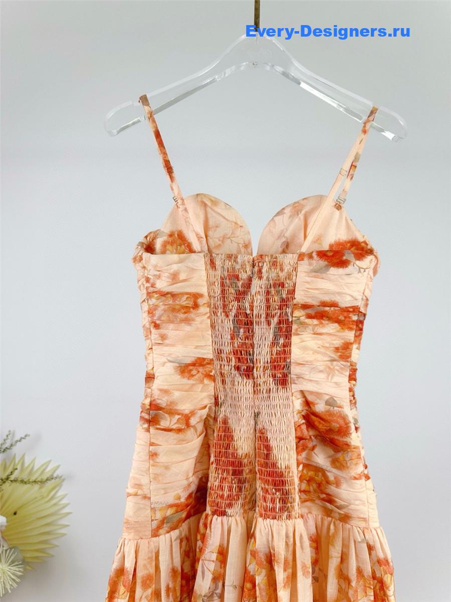 Zimme Strapless Floral Midi Dress