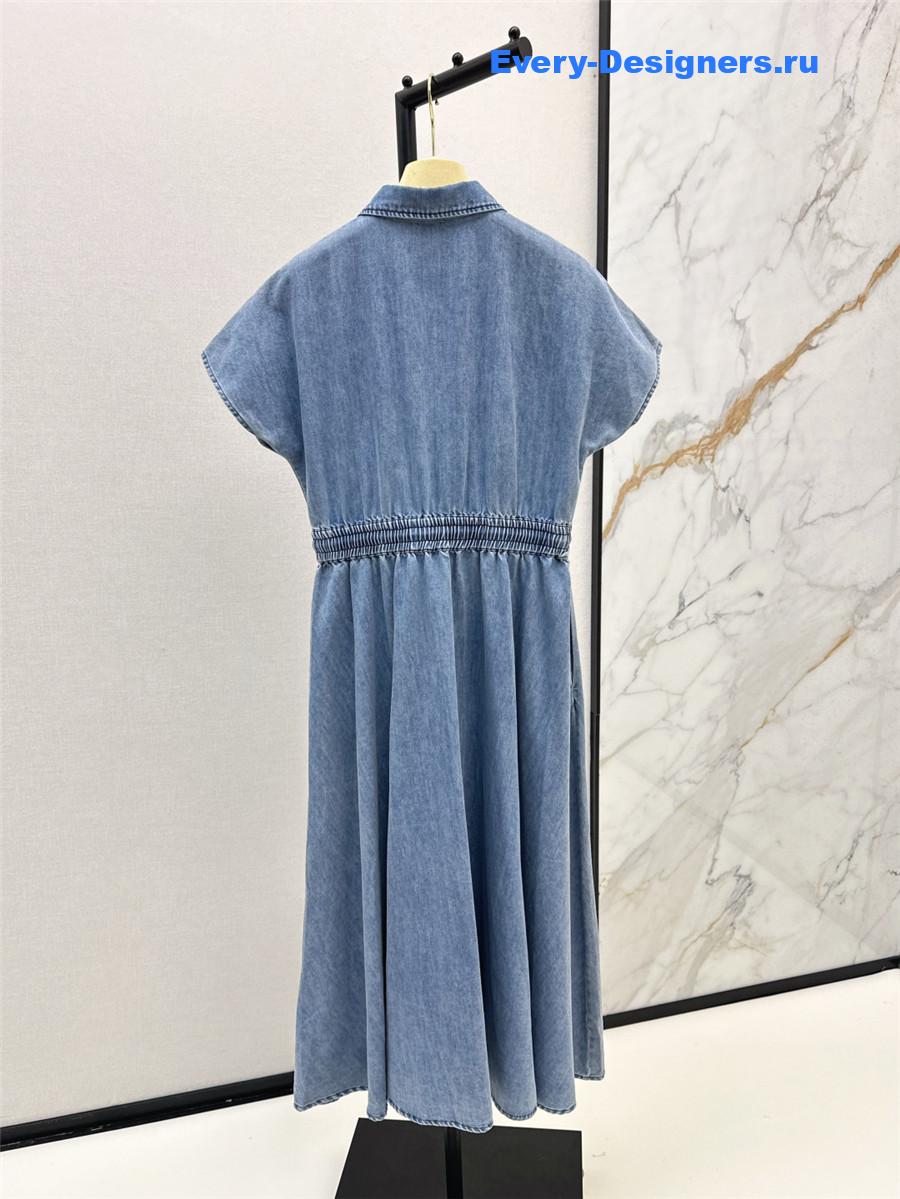Miu Miu Short Sleeve Long Denim Dress