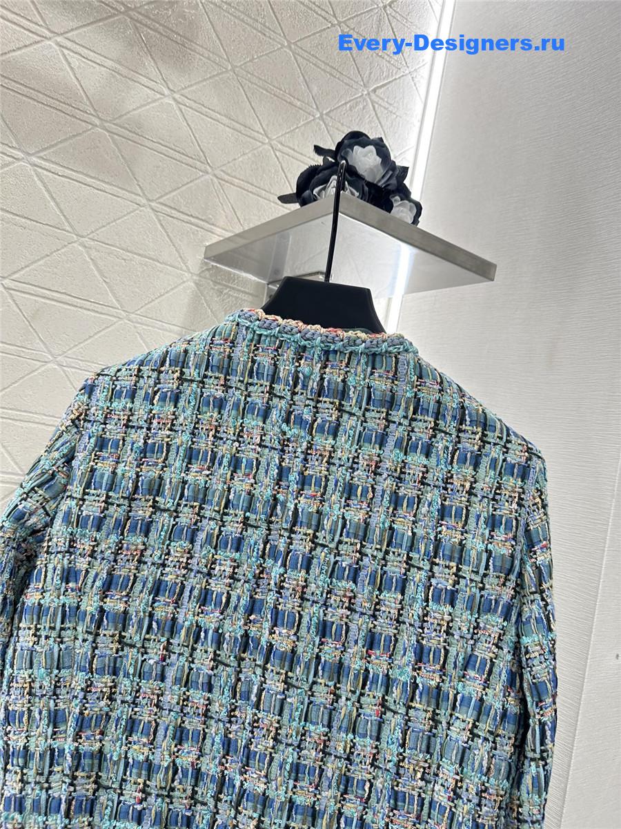 Ch**el turquoise tweed coat