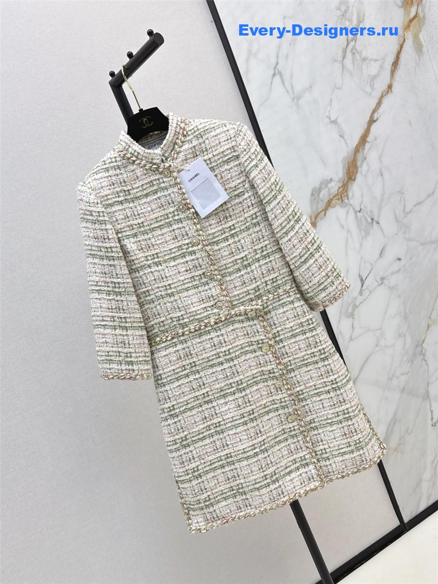 Ch**el woven tweed stand collar dress