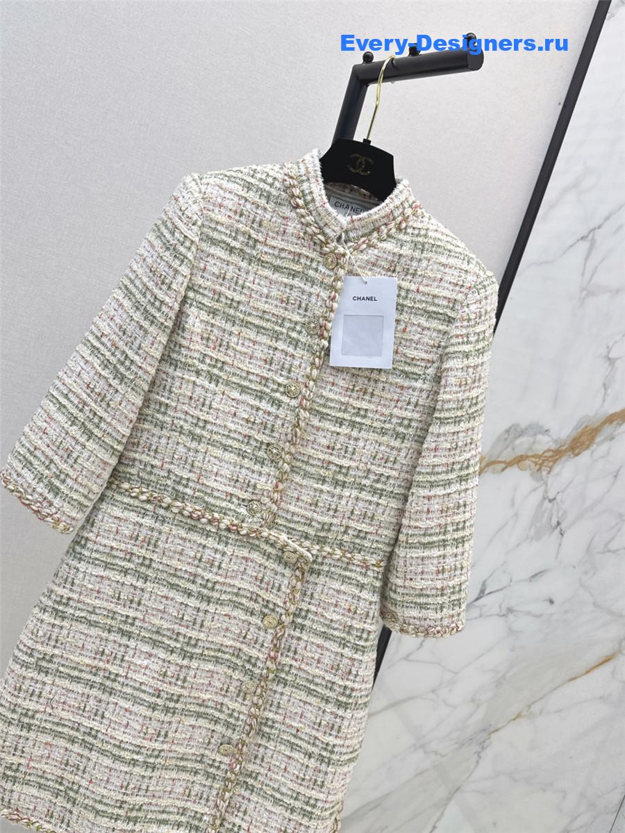 Ch**el woven tweed stand collar dress