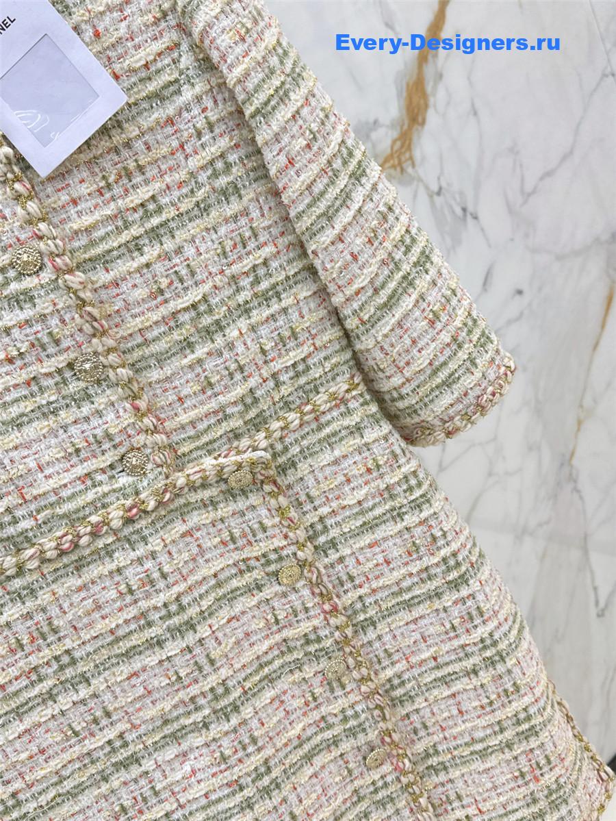 Ch**el woven tweed stand collar dress