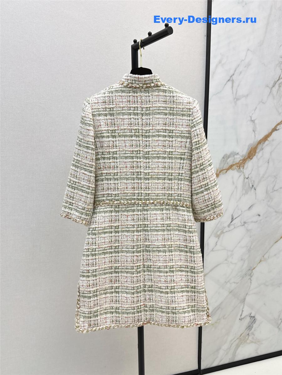 Ch**el woven tweed stand collar dress