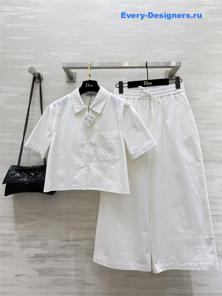 L0ew* white denim suit set