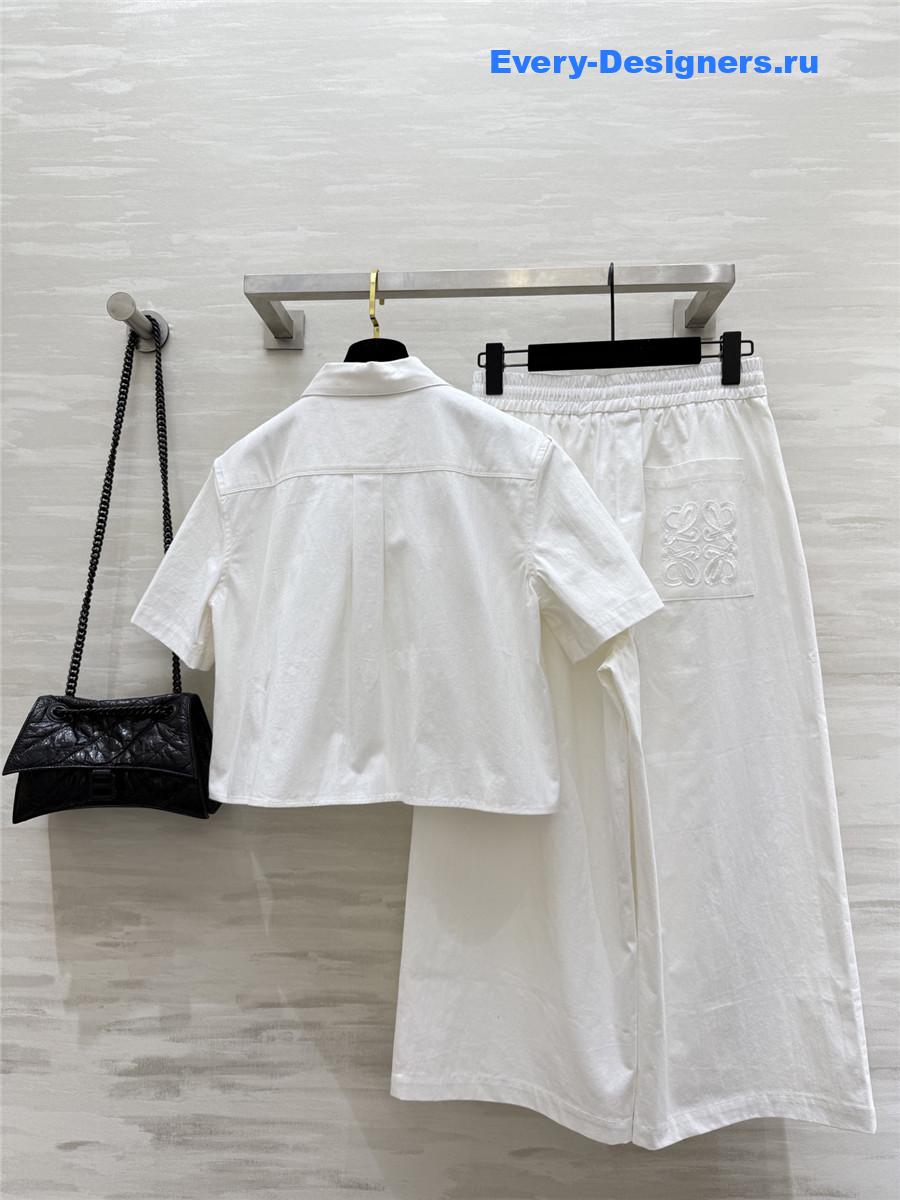 L0ew* white denim suit set