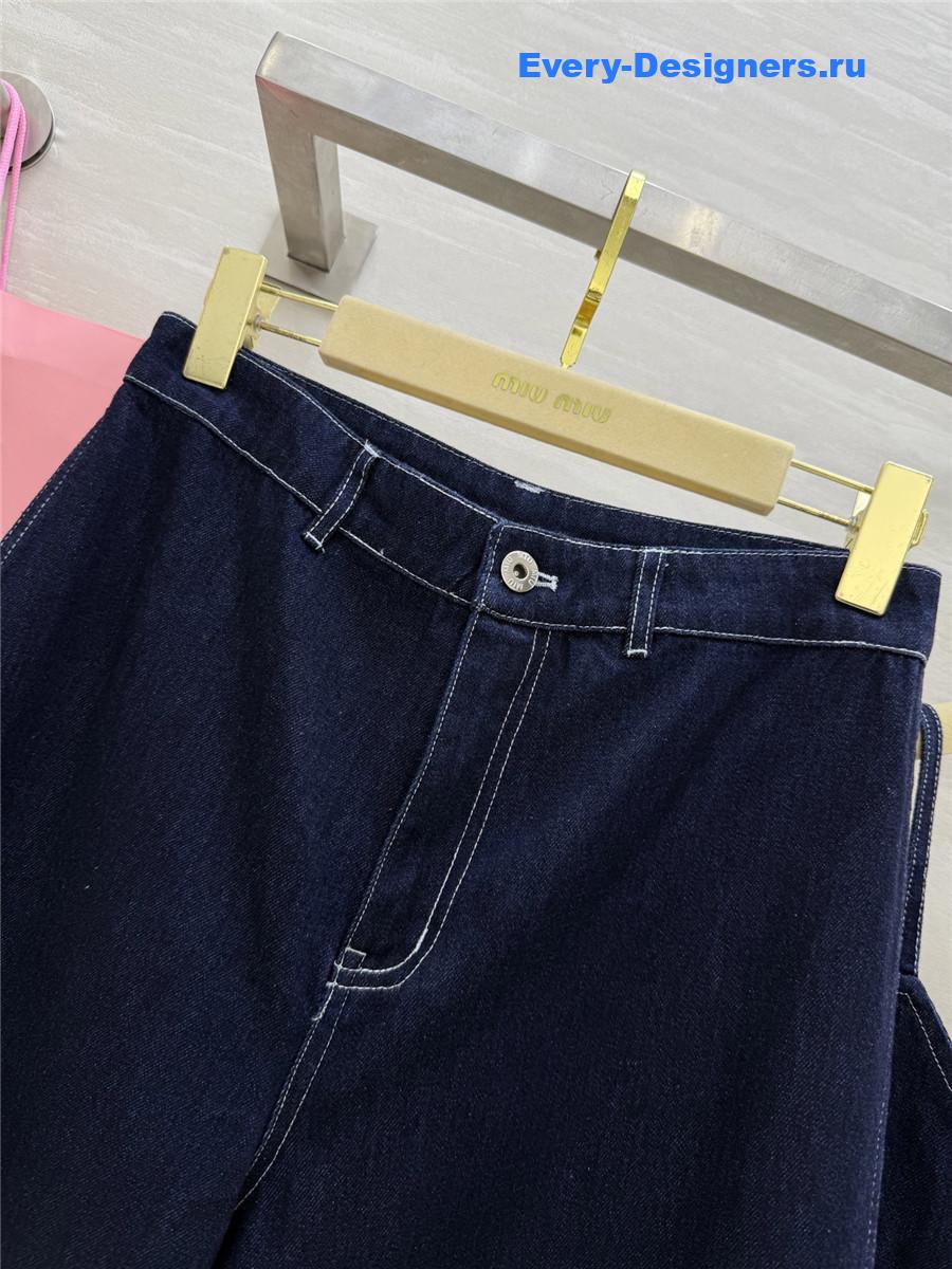 Miu Miu Denim Suspenders Jeans Set