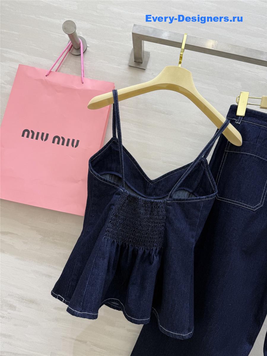Miu Miu Denim Suspenders Jeans Set
