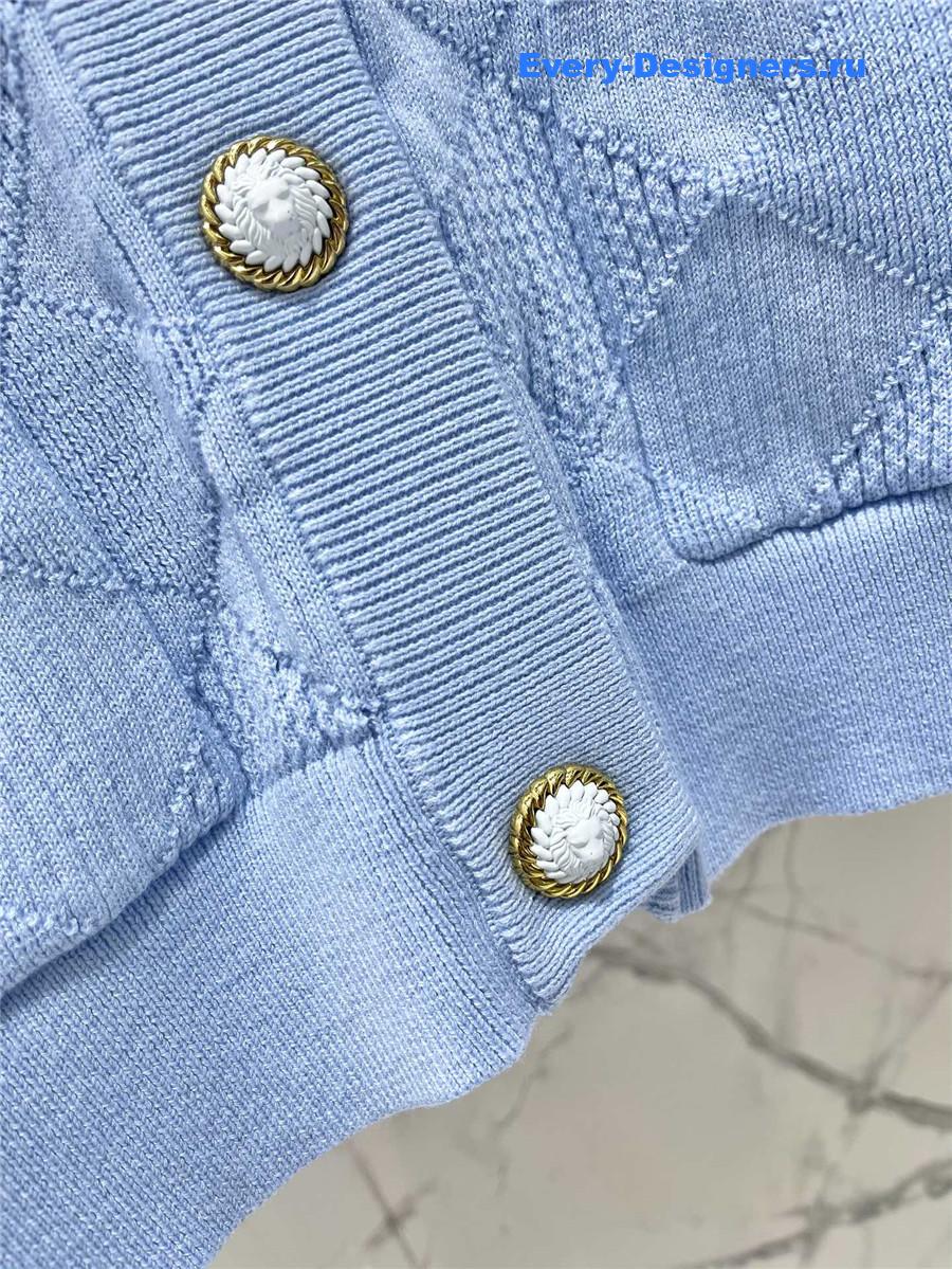 Balmain Blue Emblème Cardigan