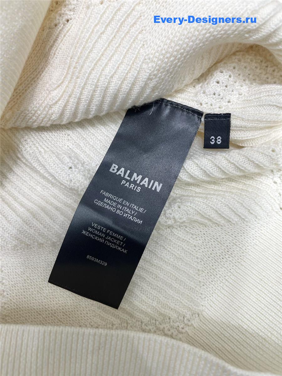 Balmain White Emblème Cardigan