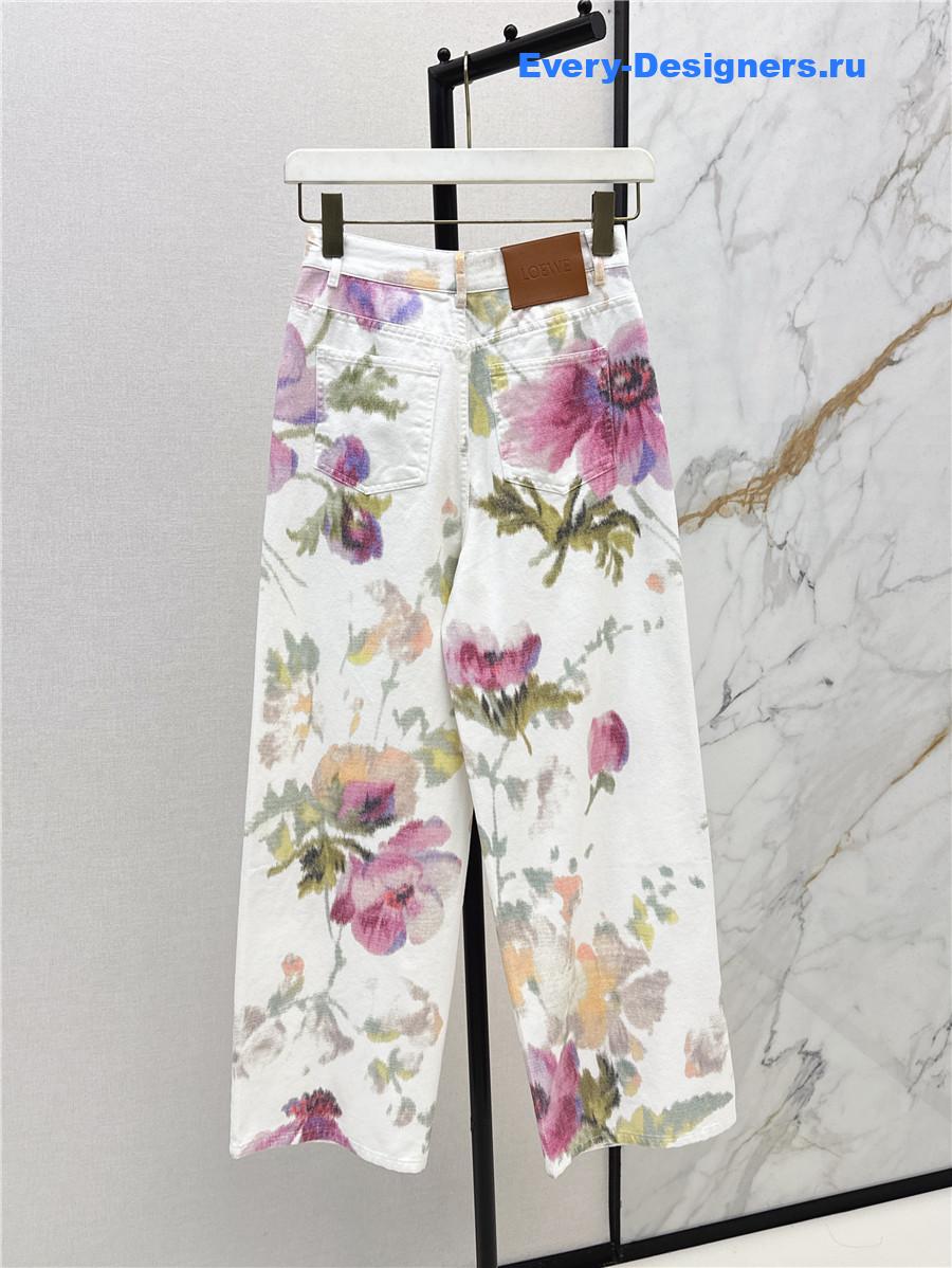 L0ew* floral-print wide-leg jeans