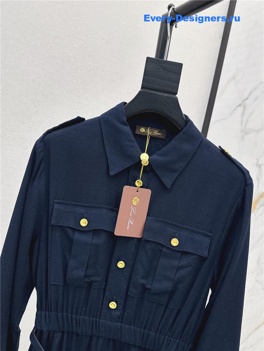 L0r0 P1ana shirt collar long sleeve shirt dress