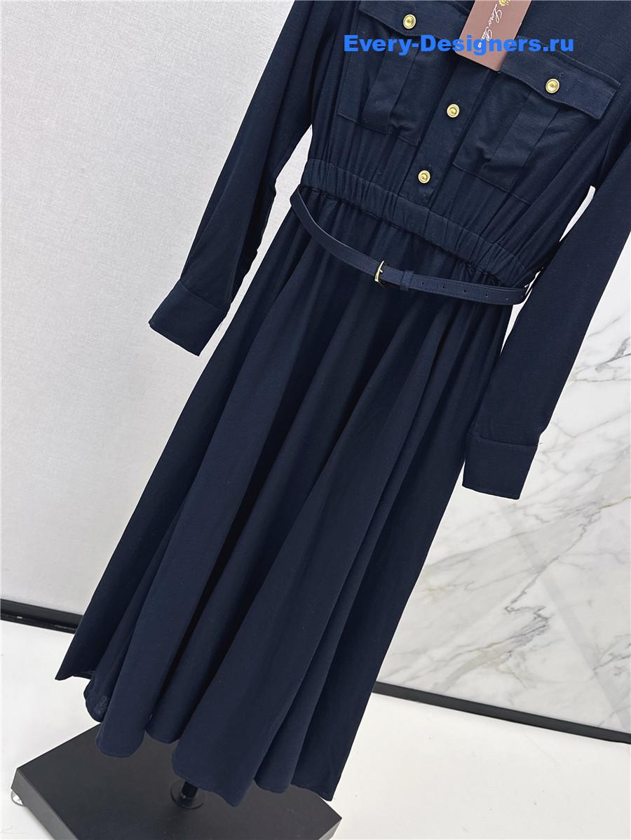 L0r0 P1ana shirt collar long sleeve shirt dress