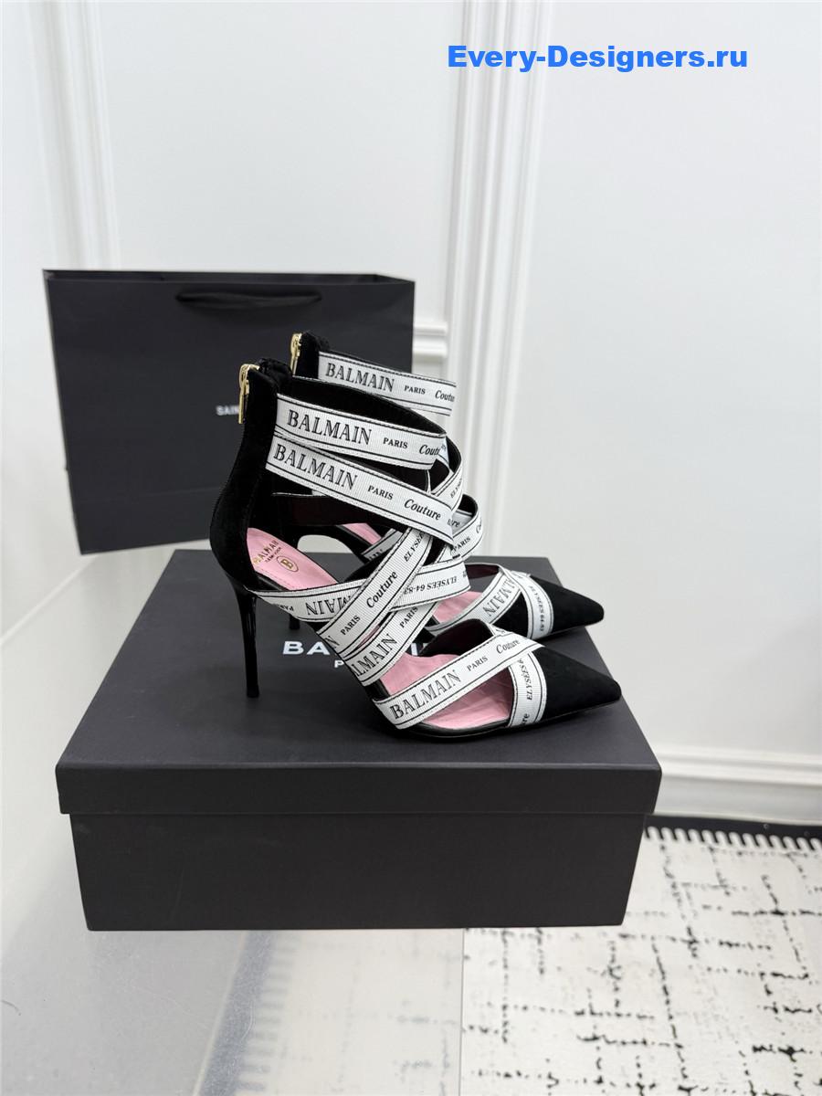 Balmain White Ribbon Pumps