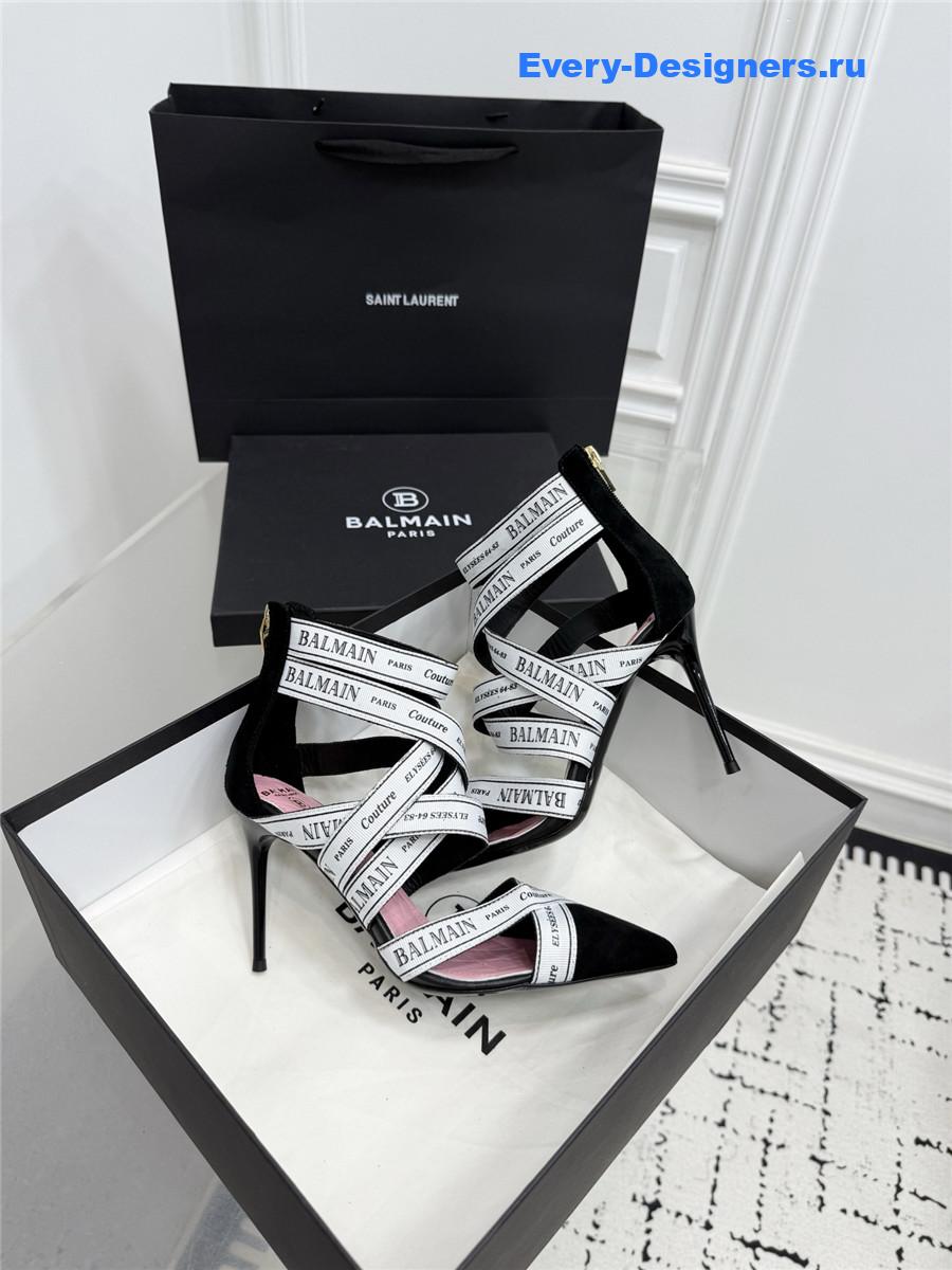 Balmain White Ribbon Pumps