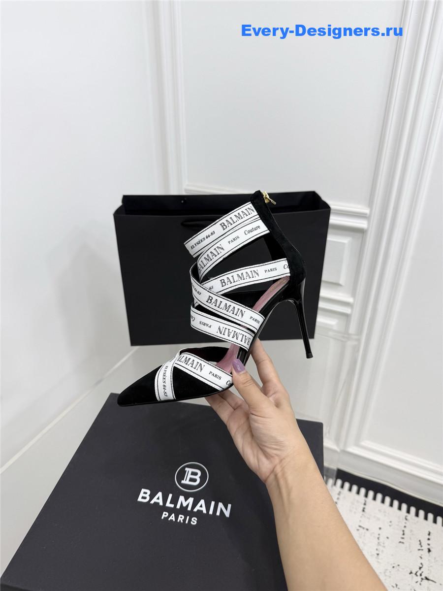 Balmain White Ribbon Pumps