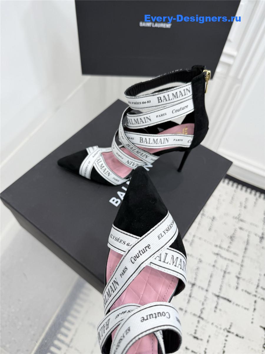 Balmain White Ribbon Pumps