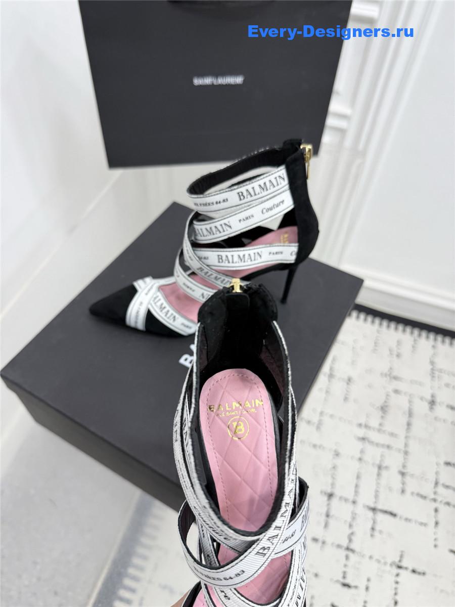 Balmain White Ribbon Pumps