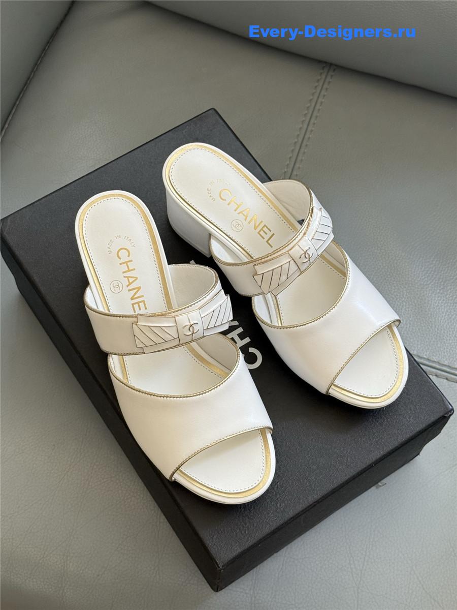 Ch**el white bowknot sandals