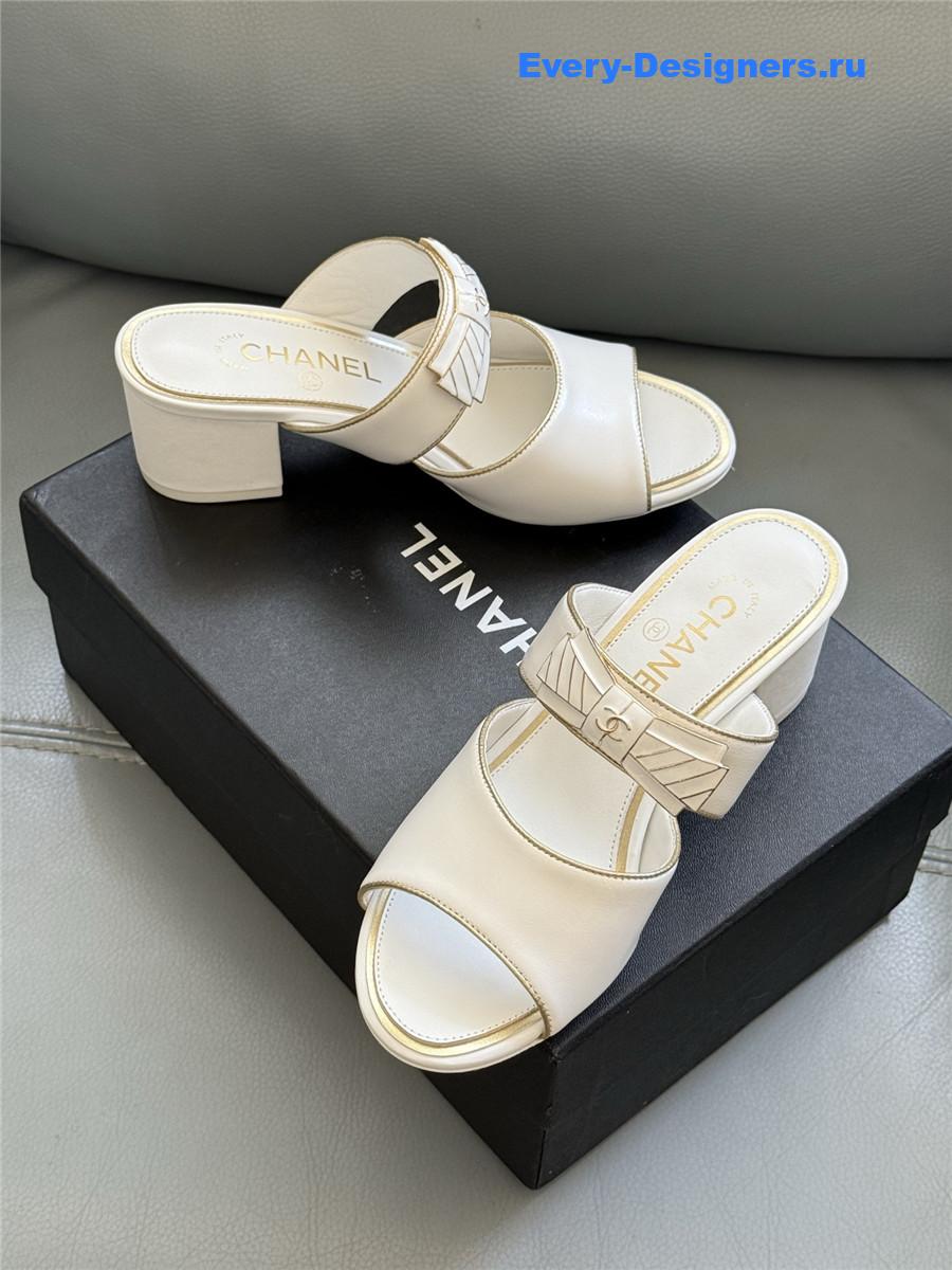 Ch**el white bowknot sandals