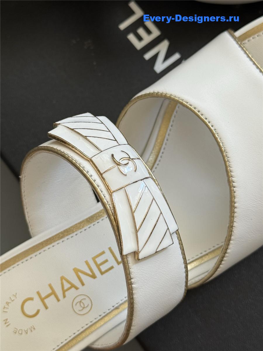Ch**el white bowknot sandals
