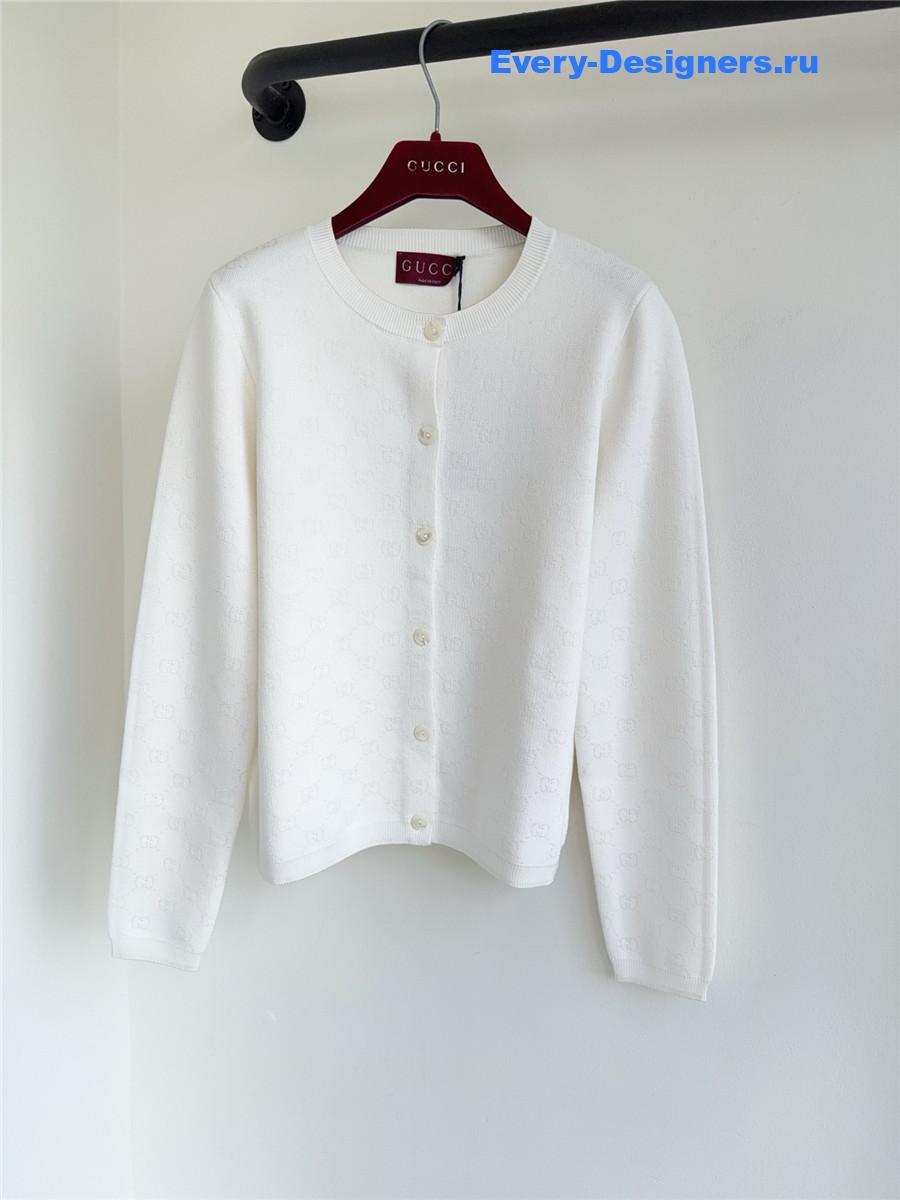 Gvc*1 white jacquard knit cardigan