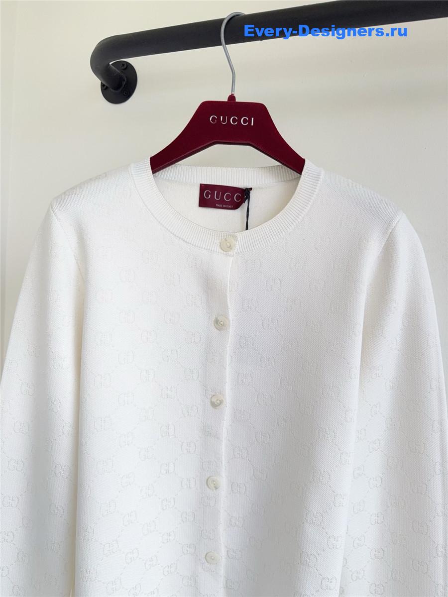 Gvc*1 white jacquard knit cardigan