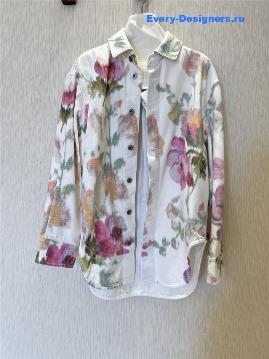 L0ew* floral denim overshirt