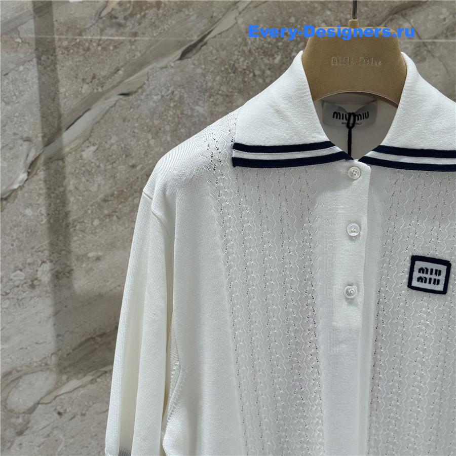 Miu Miu White Cashmere Polo Top