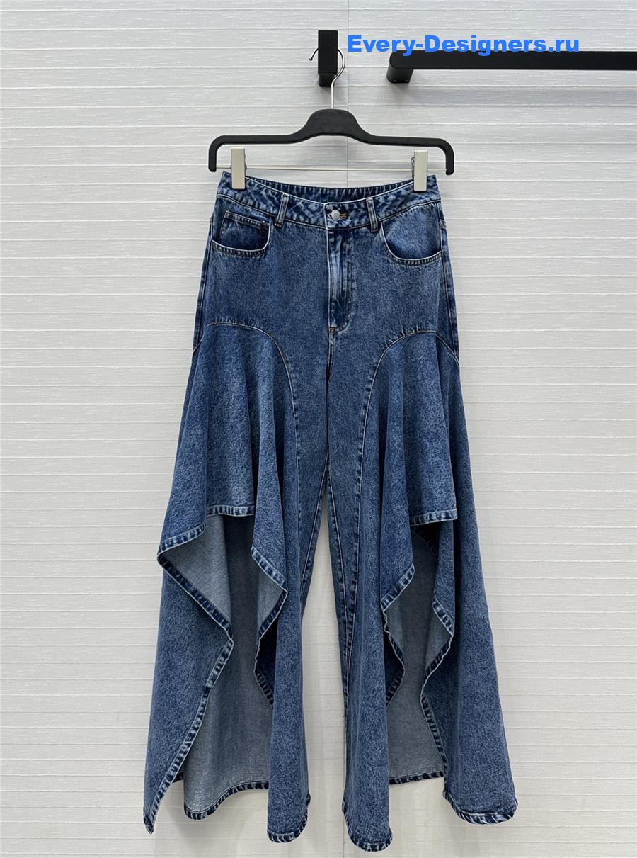 ALAÏA Light Blue Ruffle Jeans