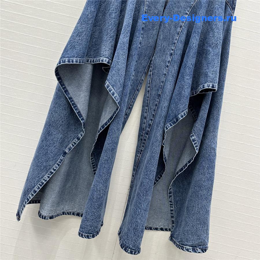 ALAÏA Light Blue Ruffle Jeans