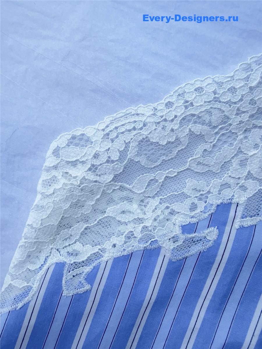 Miu Miu Blue Striped Lace Top