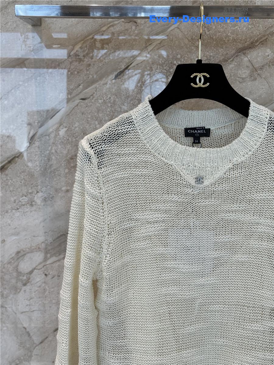 Ch**el beige gold striped dress