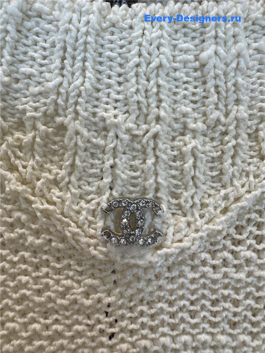 Ch**el beige gold striped dress