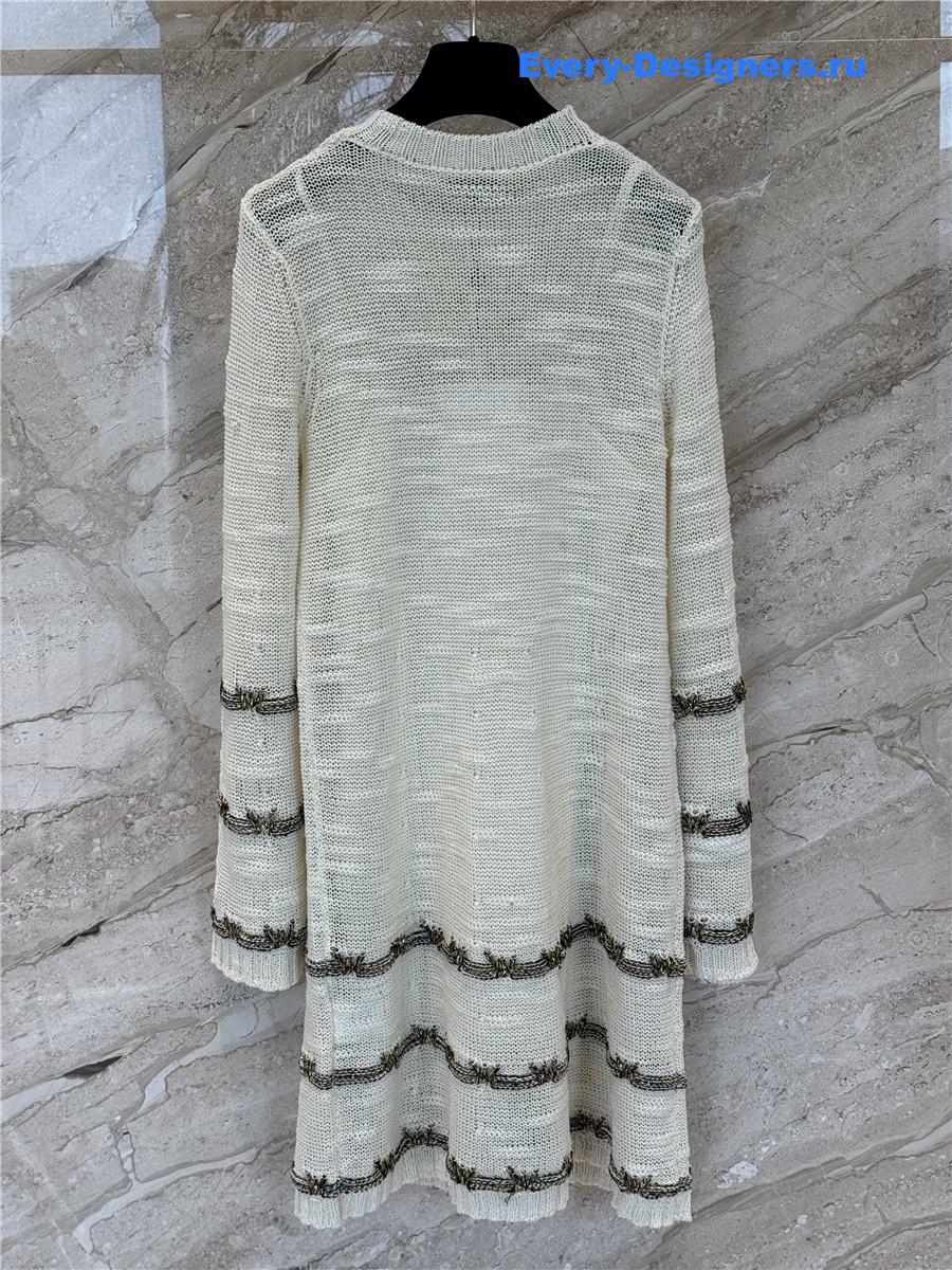 Ch**el beige gold striped dress