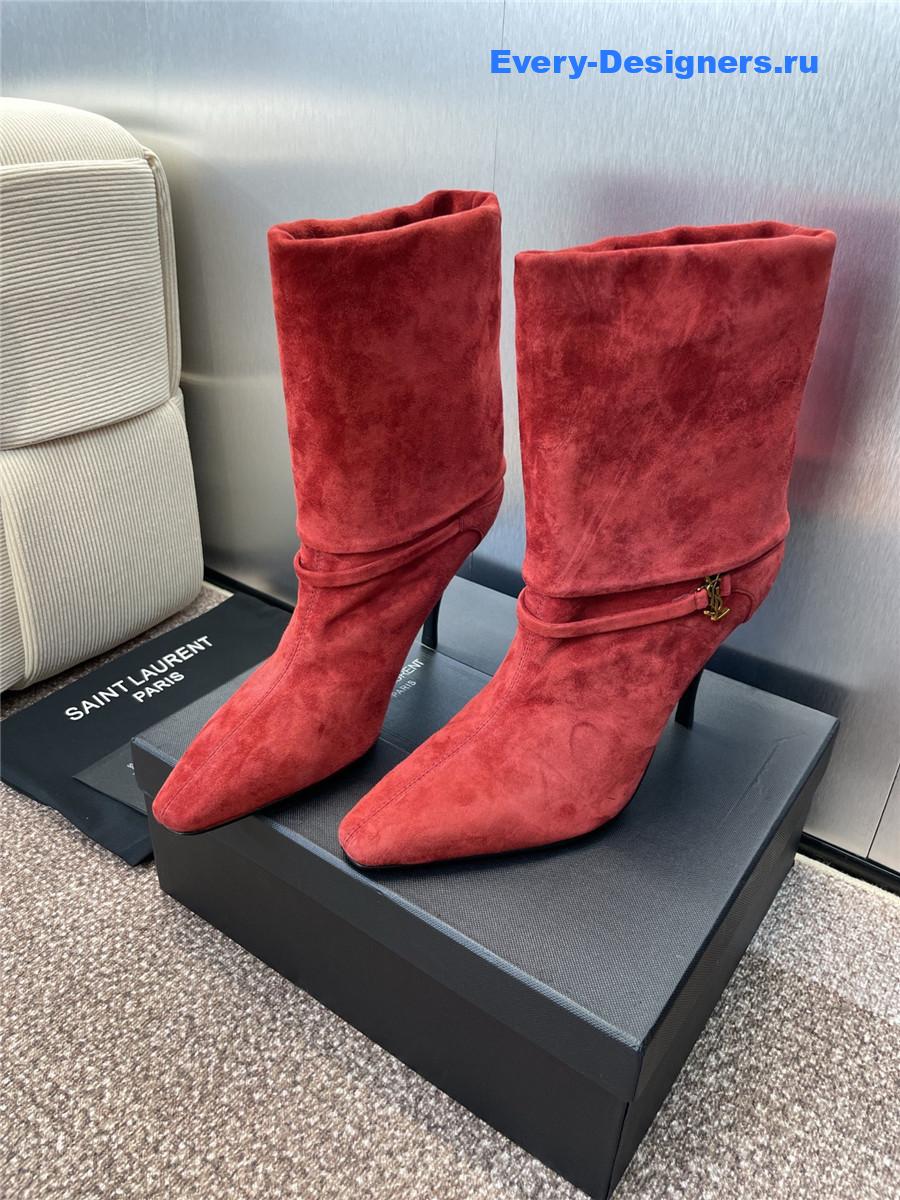 Sa1nt Lau*nt logo buckle ankle boots